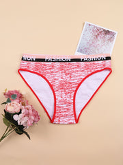 6 Pack Plus Size Panties Set Tie Dye Contrast Letter Tape Low Waisted Comfort