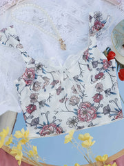 Floral Lace Push Up Bra with Bow Tie Detail Sexy Lingerie