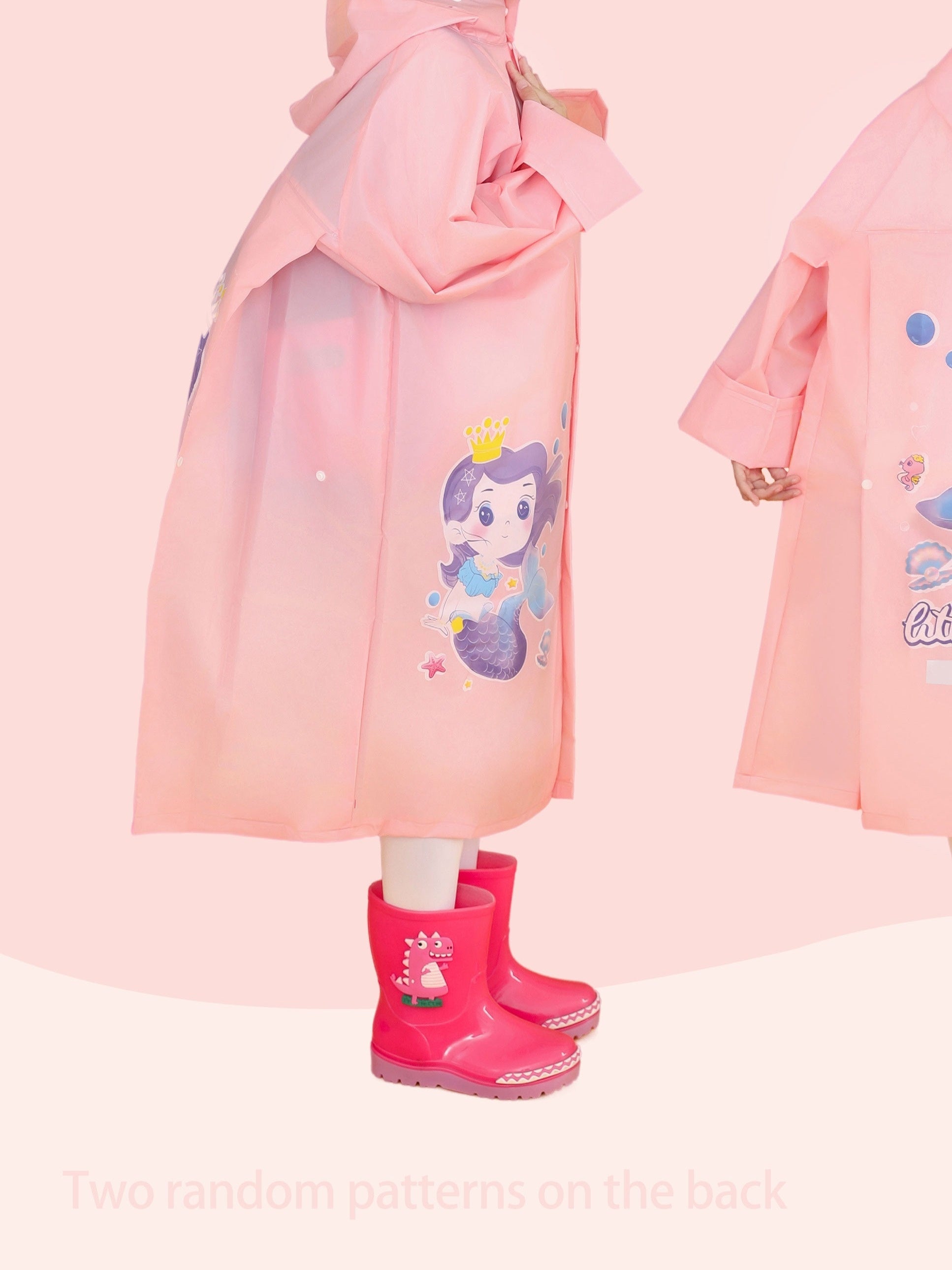 Mermaid Princess Poncho Raincoat For Kids