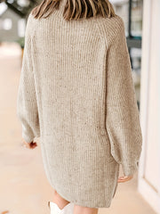 Lantern Sleeve Turtle Neck Knit Dress