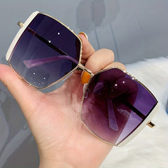 Oversized Gradient Lens Sunglasses Metal Frame UV400