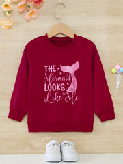 Mermaid Tail Pattern Sweatshirt For Girls