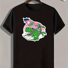 Dinosaur Print Men's Graphic T Shirt for Summer