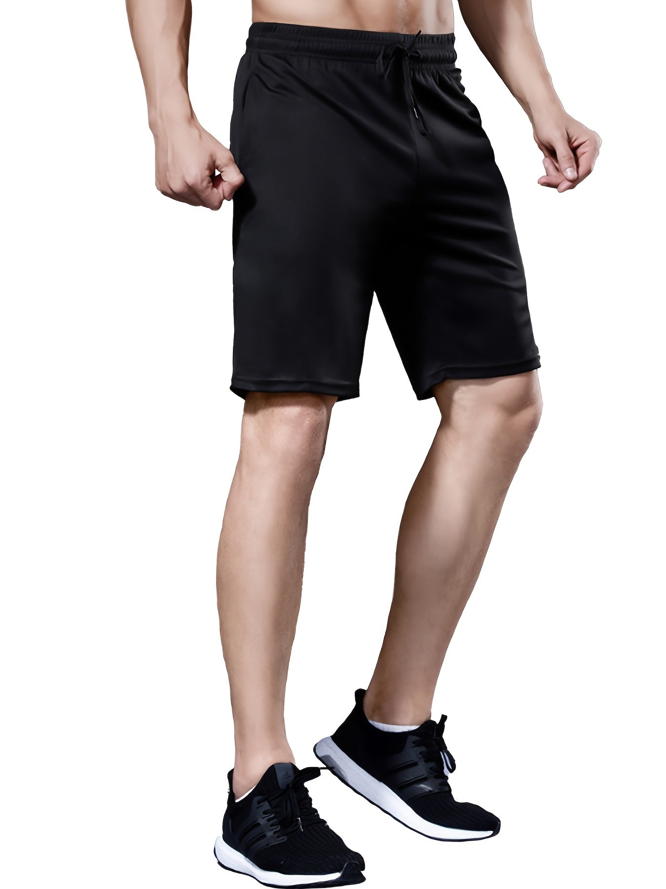 Men's Loose Solid Shorts Pockets Active Breathable Drawstring Shorts