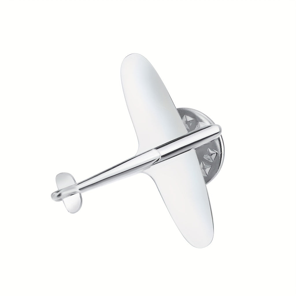 Silver Retro Airplane Brooch Men Electroplating Gift Pin Metal Brooch