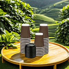 20 Corrugated Coffee Cups With Lids 12oz Insulated Disposable Paper Cups