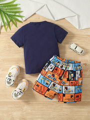 Boys Born To Dig Excavator Graphic Casual Outfit Set