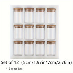 12pcs Glass Storage Jar Candy Jars With Lids Food Container Airtight Bamboo Lid