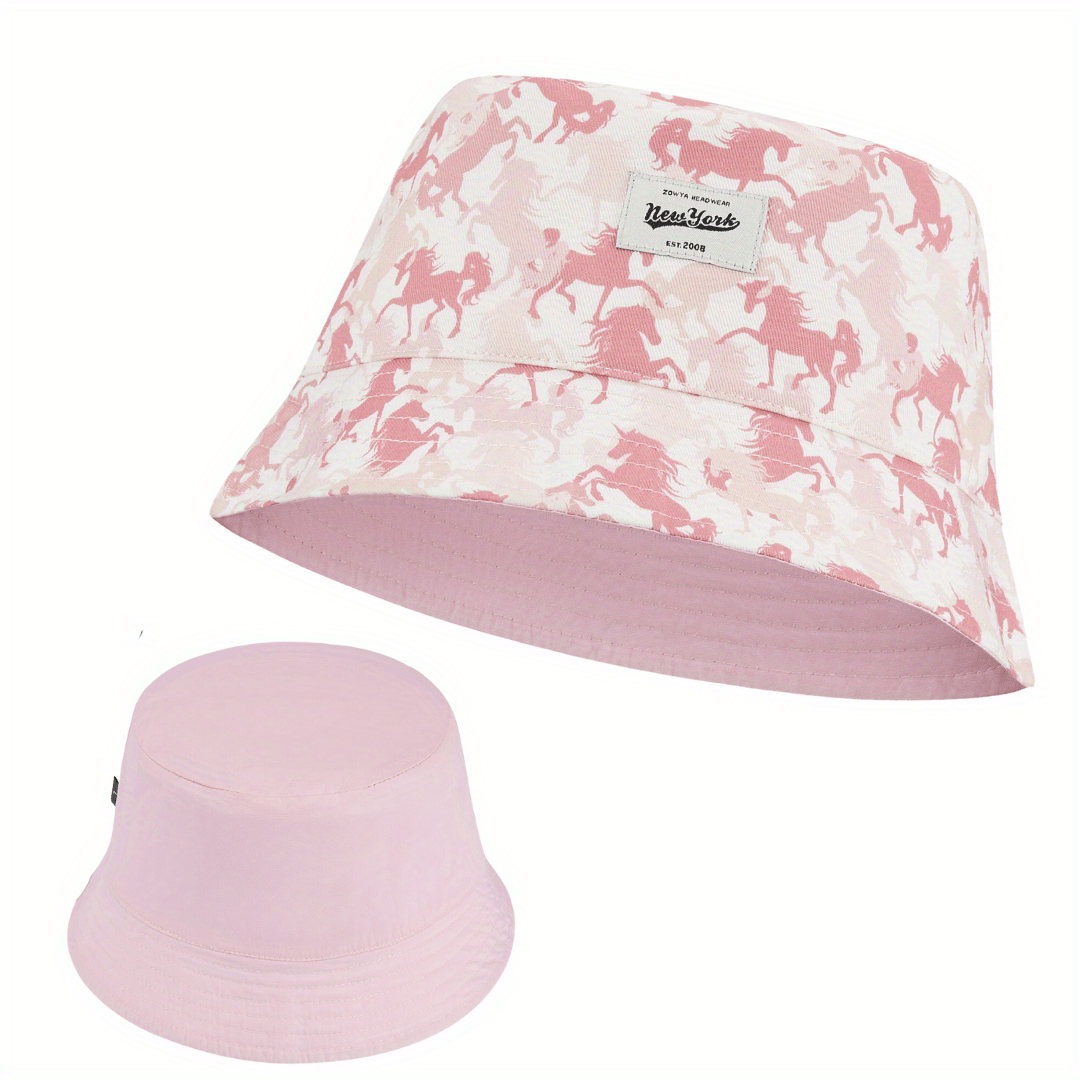 Plain Lightweight Reversible Bucket Hats For Stylish Summer Girls Boys