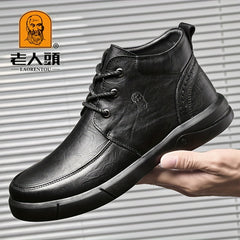 Men's Lace Up Boots With Fleece, Warm Outdoor Walking Boots