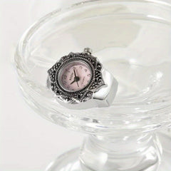 Mini Ring Watch Classic Retro Octagonal Pattern Watch