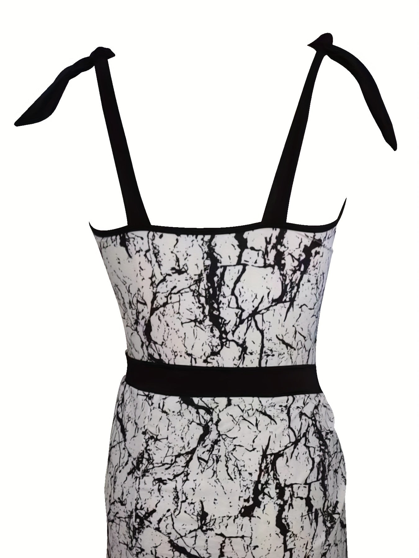 Modest Tankini Set Marble Print Swimsuit & Cover Up Skirt Two Piece