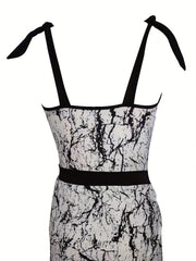 Modest Tankini Set Marble Print Swimsuit & Cover Up Skirt Two Piece