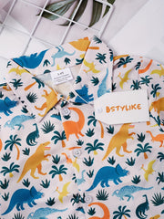 Boys Casual Vneck Short Sleeve Button Up Shirts for Summer
