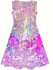 Girls Unicorn Sleeveless Dress for Summer