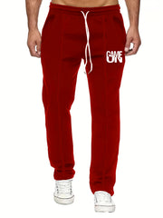 Men's Letter Pattern Printed Trousers Drawstring Active Sweatpants