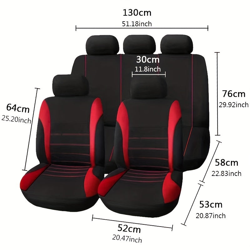 Universal Car Seat Cover Set 9pcs Front Back Headrest Cover