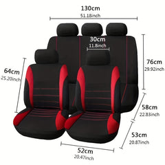 Universal Car Seat Cover Set 9pcs Front Back Headrest Cover