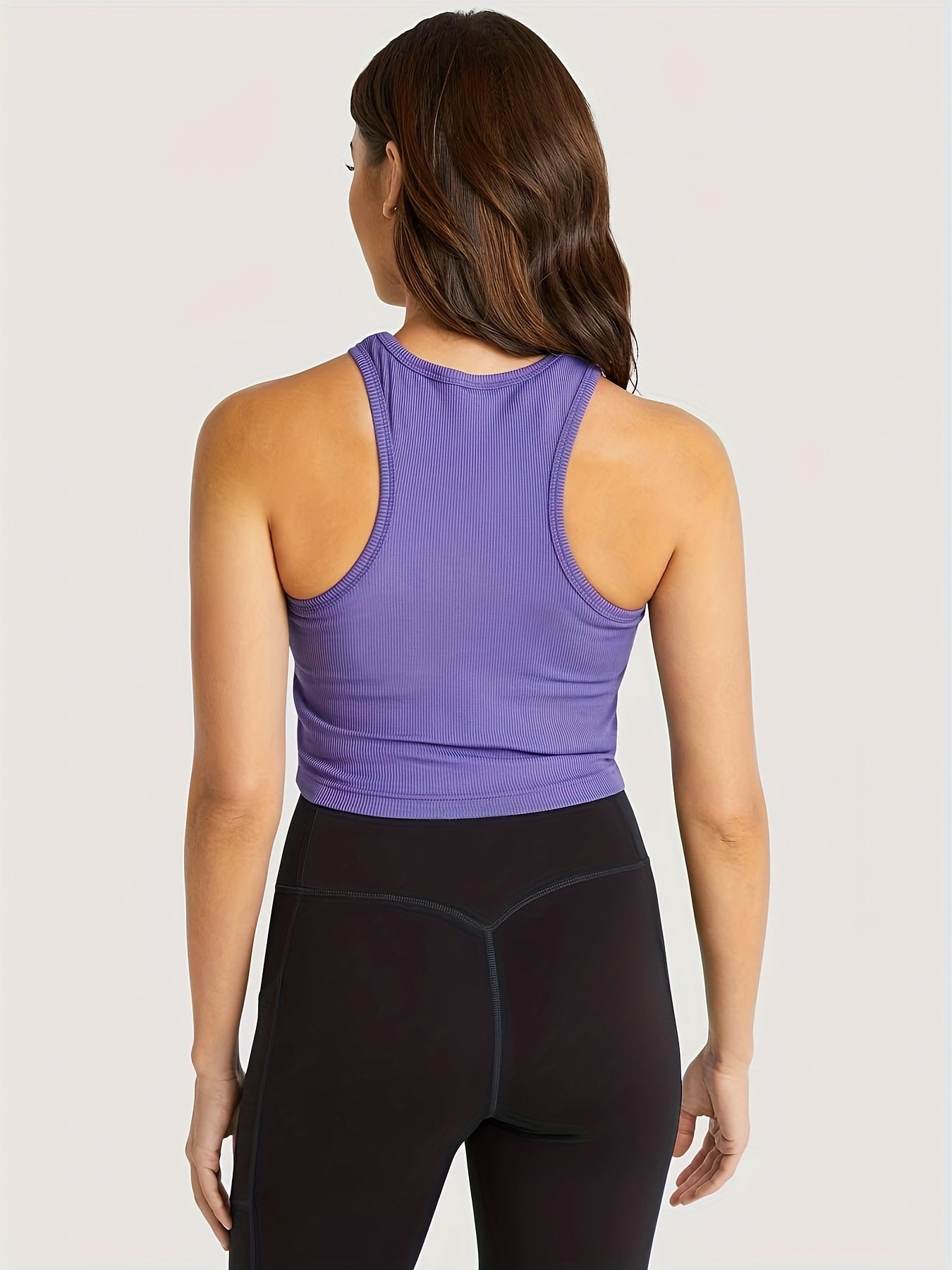 High Stretch Racerback Tank Top with Zipper, Sleeveless Activewear