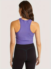 High Stretch Racerback Tank Top with Zipper, Sleeveless Activewear