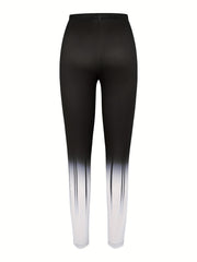 Ombre High Waist Skinny Leggings Stretchy Casual Leggings Women's Clothing