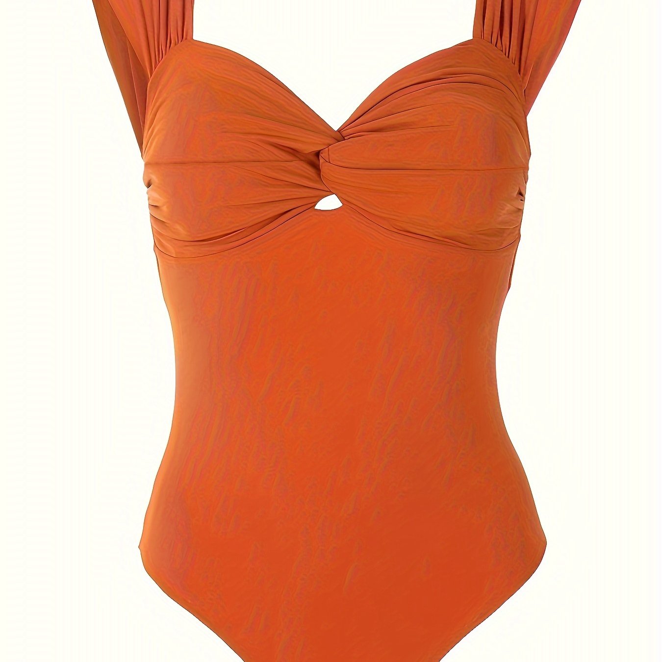 Twist Front One Piece Swimsuit Wide Straps