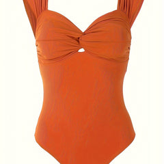 Twist Front One Piece Swimsuit Wide Straps