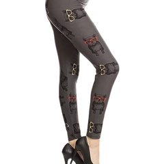 Women's Plus Puppy Print High Rise Leggings