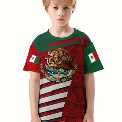Mexico Flag 3D Print Boy's Casual Tees Short Sleeve Crew Neck T-shirt