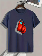 Boxing Gloves Print Men's Graphic T shirt Casual Comfy Tees For Summer