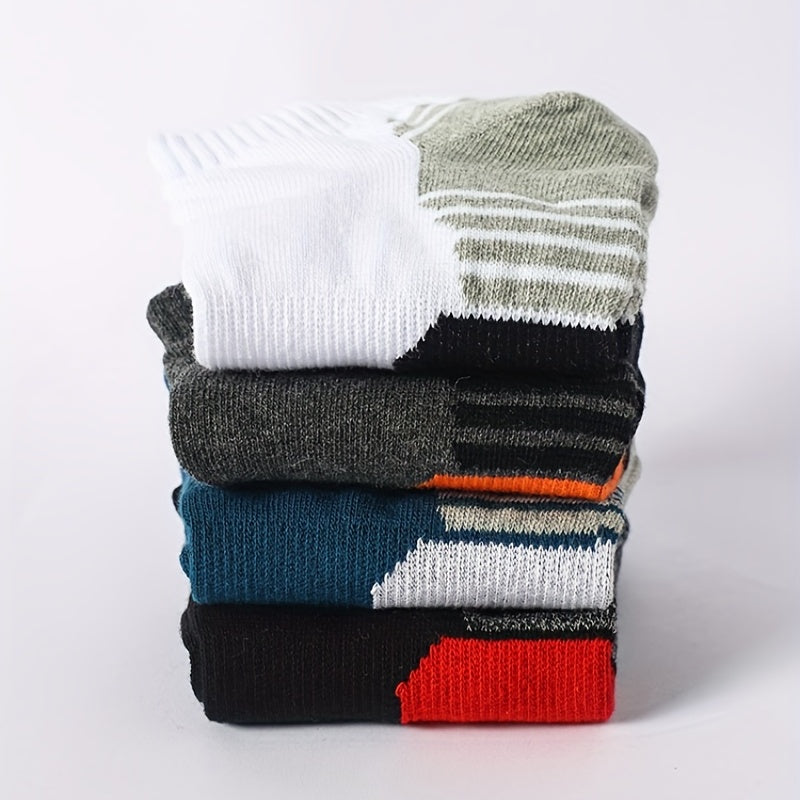 5 Pairs Teens Athletic Cotton Low Cut Striped Sports Socks
