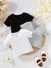 Baby Girls Ribbed Knit Colorful T shirt 3pcs Tee Tops