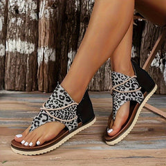 Leopard Print Outdoor Platform Sandals Soft Non-slip Sole