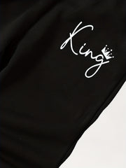 Toddler Boy's 2pcs Hoodie & Sweatpants Set KING Print Top Casual Outfits