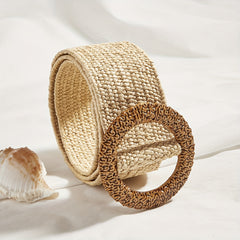 Straw Woven Belt Beach Elastic Pants Belt Bohemian Style