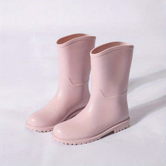 PVC Solid Rain Boots Lightweight Non Slip Water Shoes Mid Calf Boots