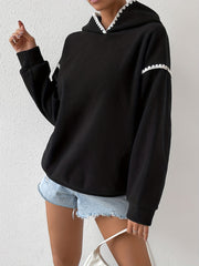 Solid Drop Shoulder Hoodie Casual Long Sleeve Hoodies Sweatshirt