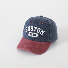 Kids Sunshade Distressed Baseball Cap with Letter Embroidery