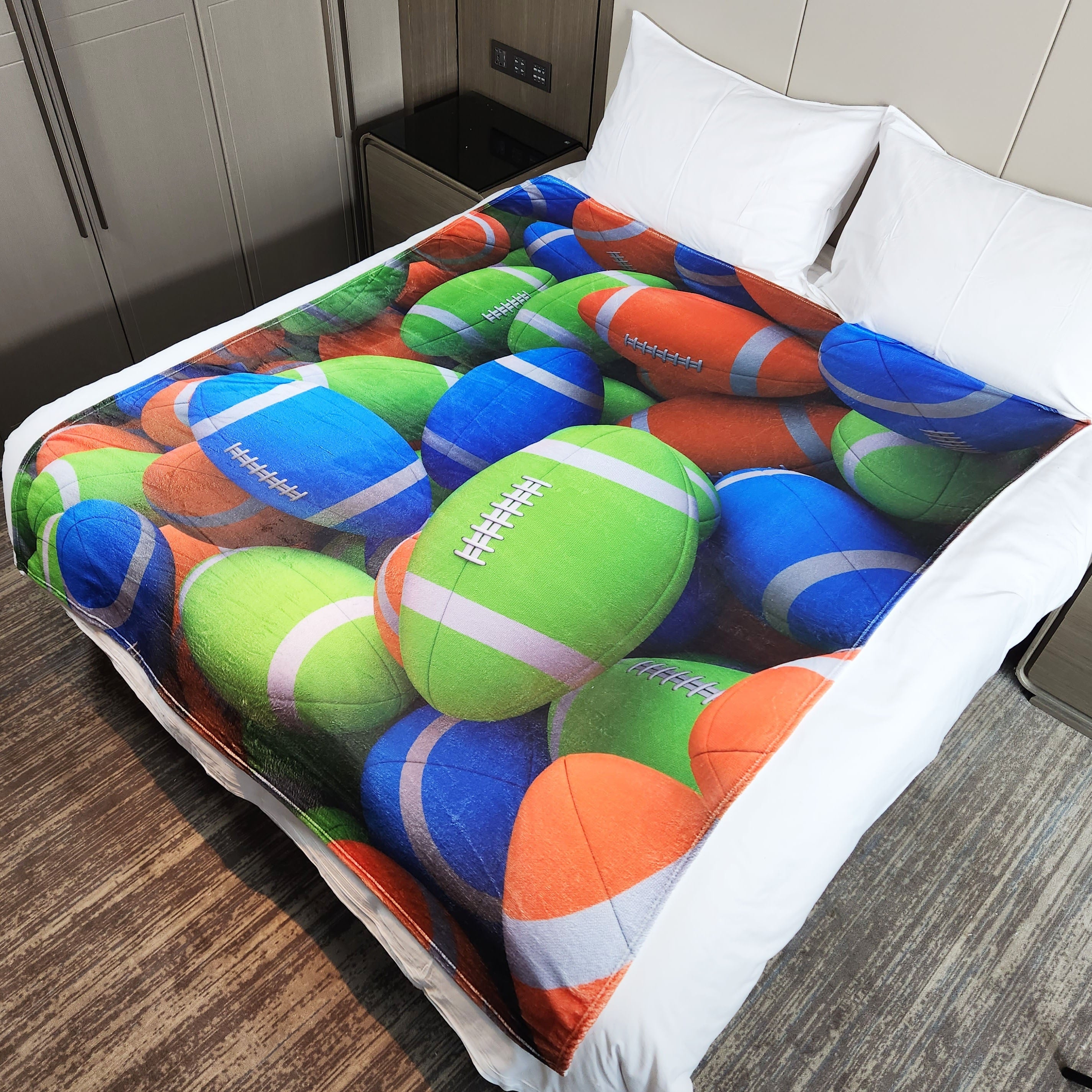 Warm Flannel Blanket with 3D Football Print