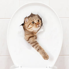 Cartoon Cat Toilet Sticker Bathroom Decoration Waterproof Art Wall Sticker