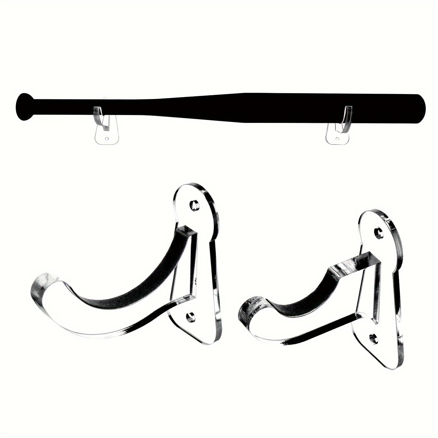2pcs Acrylic Baseball Bat Holder Wall Mount Display Rack Transparent Softball