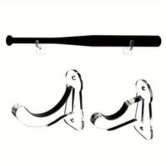 2pcs Acrylic Baseball Bat Holder Wall Mount Display Rack Transparent Softball