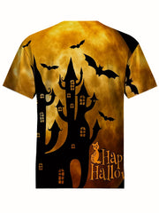 Men's Halloween Castle Graphic T shirt Active 3D Print Tee