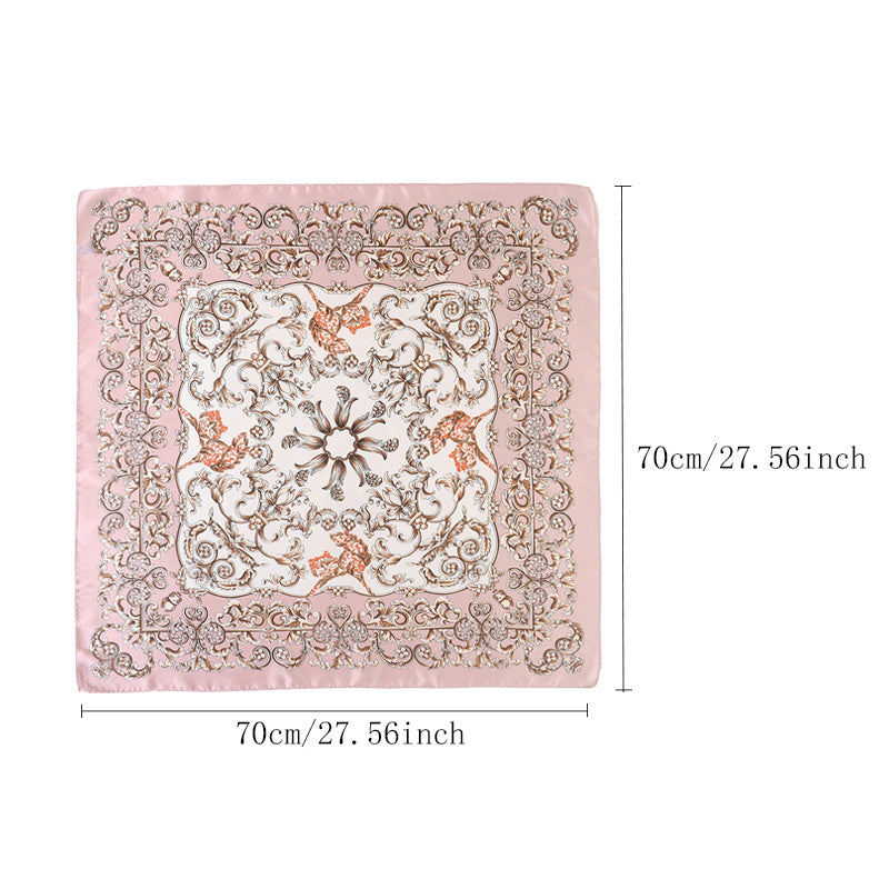 70cm Pink Square Scarf Vintage Casual Shawl Neckerchief Hair Access.