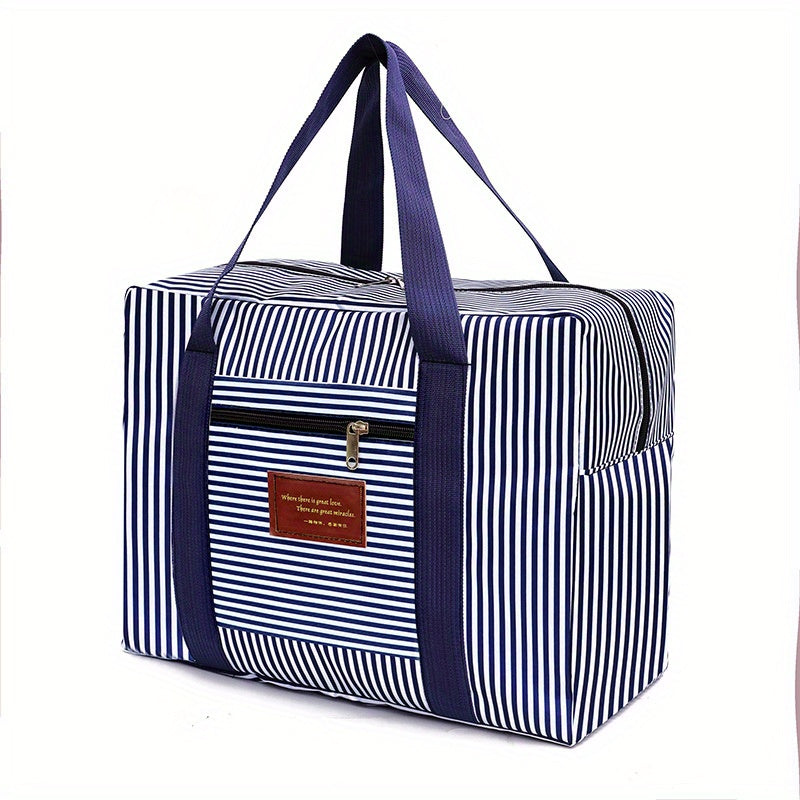 Foldable Carry On Travel Duffel Bag Lightweight Stripes Print Storage Weekender