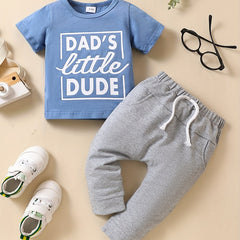 Baby Boys Dad's Little Dude T-shirt & Pants Set