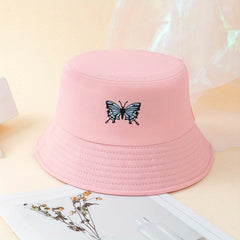 Butterfly Printed Bucket Hat Solid Basin Hat Casual Couple Fisherman Cap