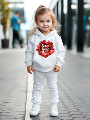 OERYUI LOVE YOU Print Hoodies Pants Set Kids Spring Fall Sports Christmas Gift