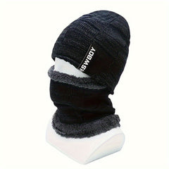 Winter Beanie Hat & Scarf Set Velvet Lined Ear Protection Warm