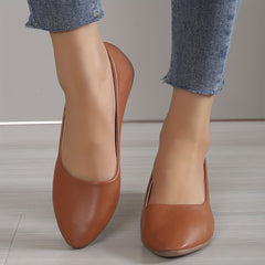 Women's Flat Slip On Faux Leather Shoes Lightweight & Comfortable Shoes
